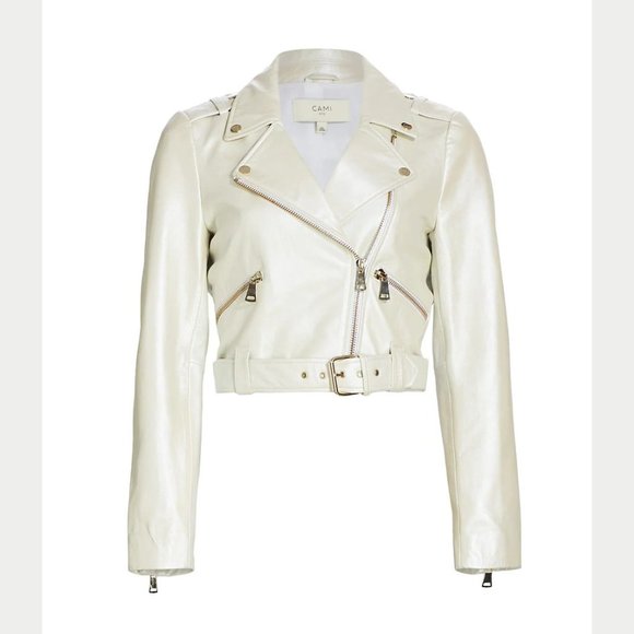 Cami NYC Jackets & Blazers - NEW Cami NYC Size Large Women's Kali Lamb Leather Moto Jacket - Pearl